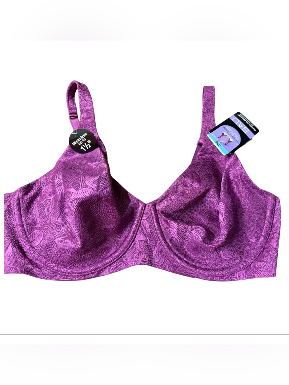 Bali Passion for Comfort Full-Coverage Purple minimizer Underwire Bra size 36C